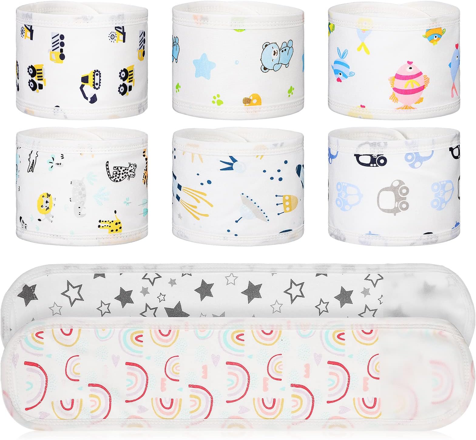 Healifty 8 Pcs Cartoon Cotton Baby Infant Umbilical Cord Belly Bands Baby Belly Protector Soft Newborn Navel Belt for 0-12 Months Babies, 8 Styles