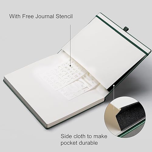 Miniatura 5 de EMSHOI Diario punteado, 8.5 x 11 pulgadas, tapa dura de cuero para mujeres y hombres, 192 páginas, cuaderno de cuadrícula de puntos de 3.53 ozm,