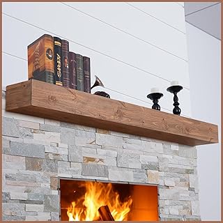 G GOOD GAIN Fireplace Mantel 66 inch - Handcrafted Rustic Solid Wood Mantel l Floating Shelves Decor for Wall, Bedroom, TV, Books, Livingroom.DarkWalnut，66x8x5