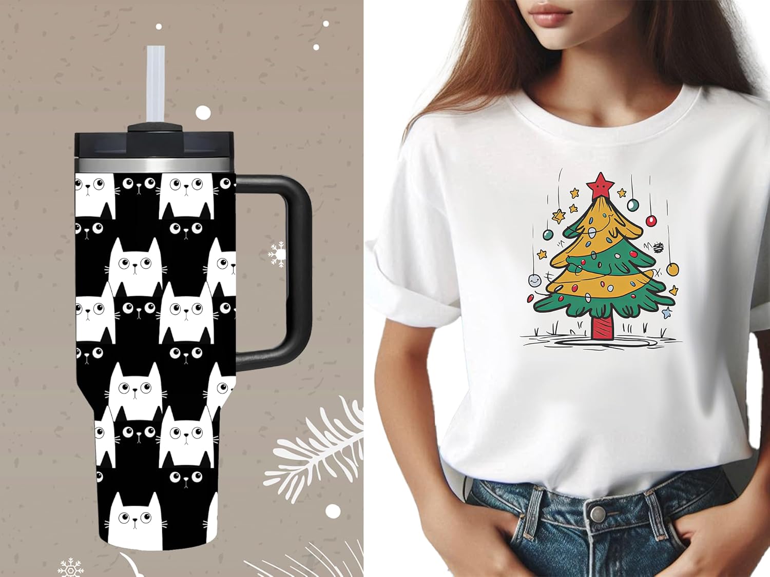 AMZUShome Cat Lover Gifts.40oz Everything Is Fine Cat Tumbler with Handle.40oz Cats Lover Cup Tumblers Gift.Funny Birthday Christmas Cats Cups Gift for Women. - Image 6