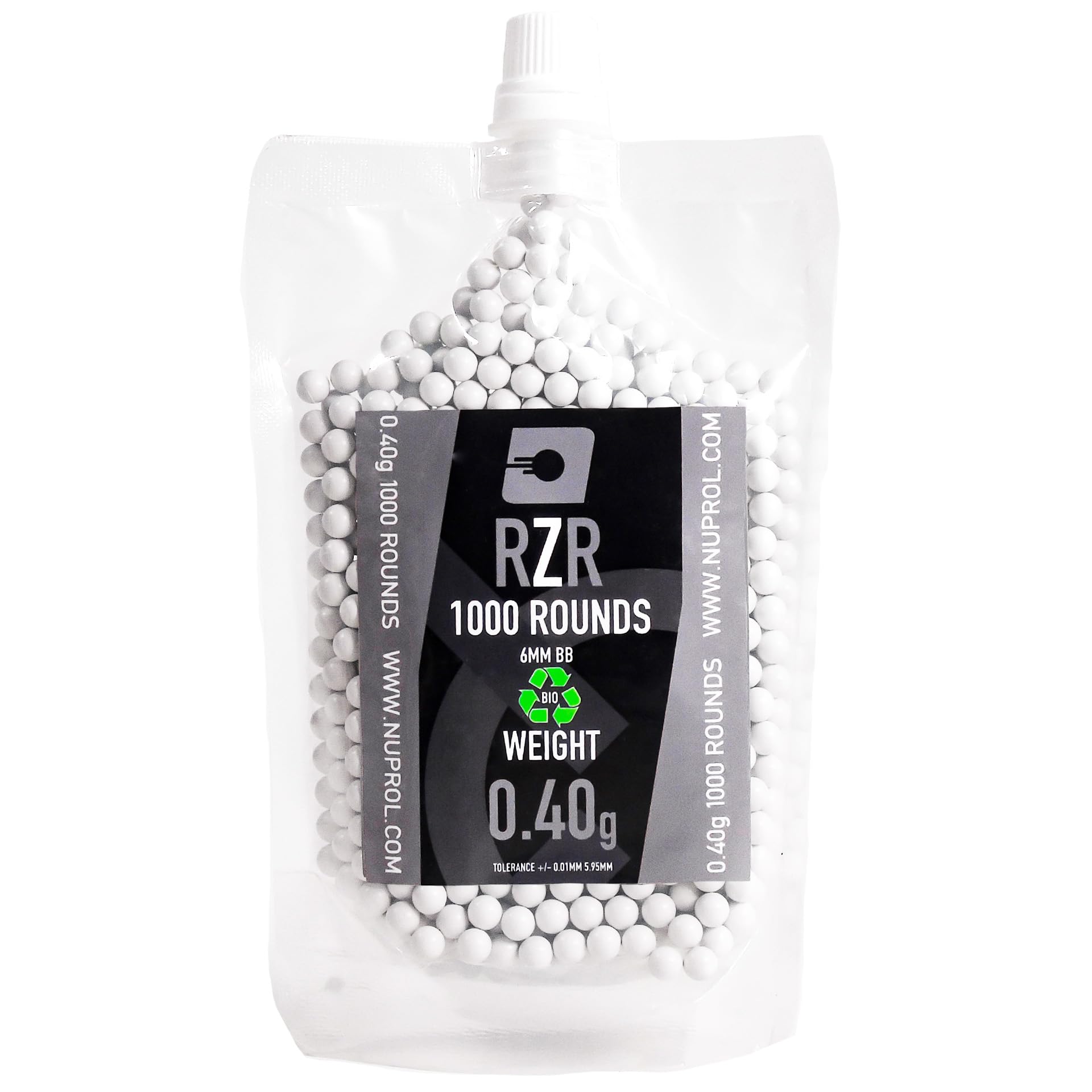 NUPROL RZR 0.40g 1000R Heavyweight Biodegradable 6mm Airsoft BBs Ammo Low Tolerance High Performance 5.95mm +/-0.01mm