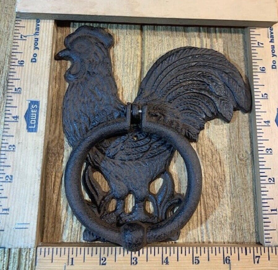 Vintage LARGE 7 3/4" TALL Rooster Chicken Hen Door Knocker Country Farm Decor 0184-01629