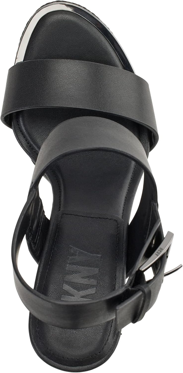 DKNY Women's Yadira Double Strap Platform Heel with Belt Detail Heeled Sandal - Image 4