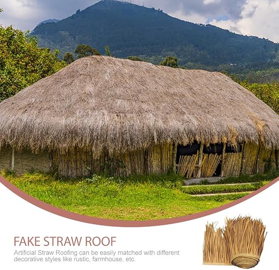 Straw Roof Thatch, 39.3 x 19.7 inch Mexican Style Artificial Palm Thatch Rolls, Tiki Bar Hut Grass Boat Blinds Palapa Thatch Roofing for Garden Patio Fence Decoration