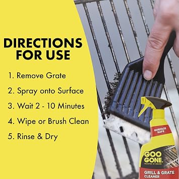 Goo Gone Grill and Grate Cleaner Spray - Cleans & Degreases BBQ Cooking Grates, Racks, Pelle, Electric Smokers, 24 Oz