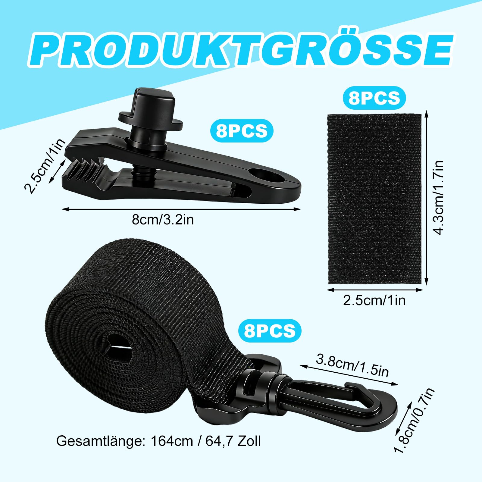 Pool Aufroller Aufrollvorrichtung, Pool Solarabdeckungs Set - 8 Haltebänder & 8 Klammern & 8 Klettverschlüsse, Fahrbares Aufrollsystem für Pool-Planen,Abdeckungen