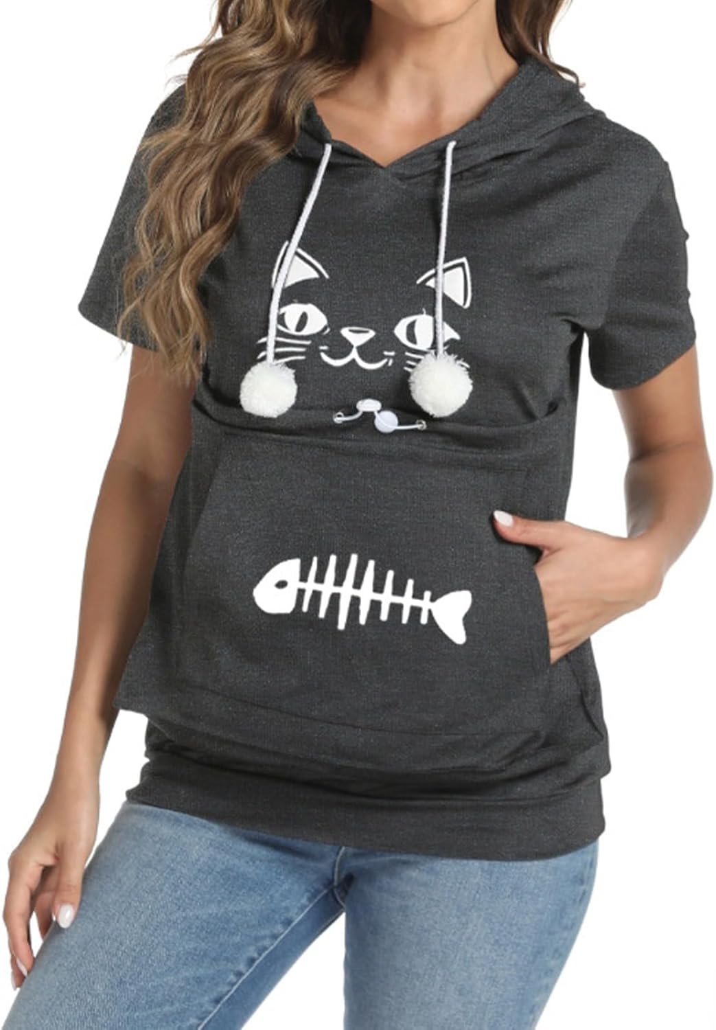 Trasportino per cani da donna Trasportino per gatti con cappuccio Manica corta Cucciolo di canguro