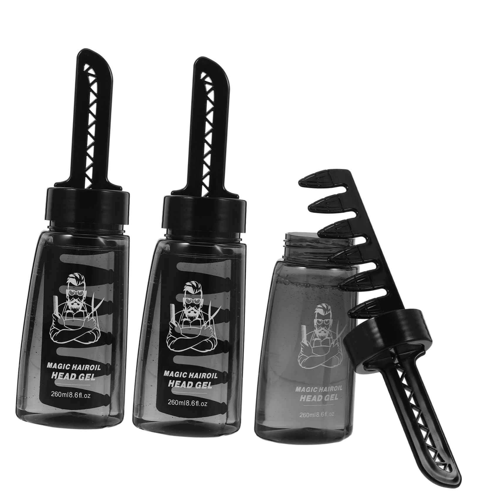 3stücke Teiliges Leere Haargel-flasche Mit Kamm Nachfüllbare Haargel-behälter Für Styling Und Pflege Langlebige Und Praktische Lösung Für Herrenfrisuren