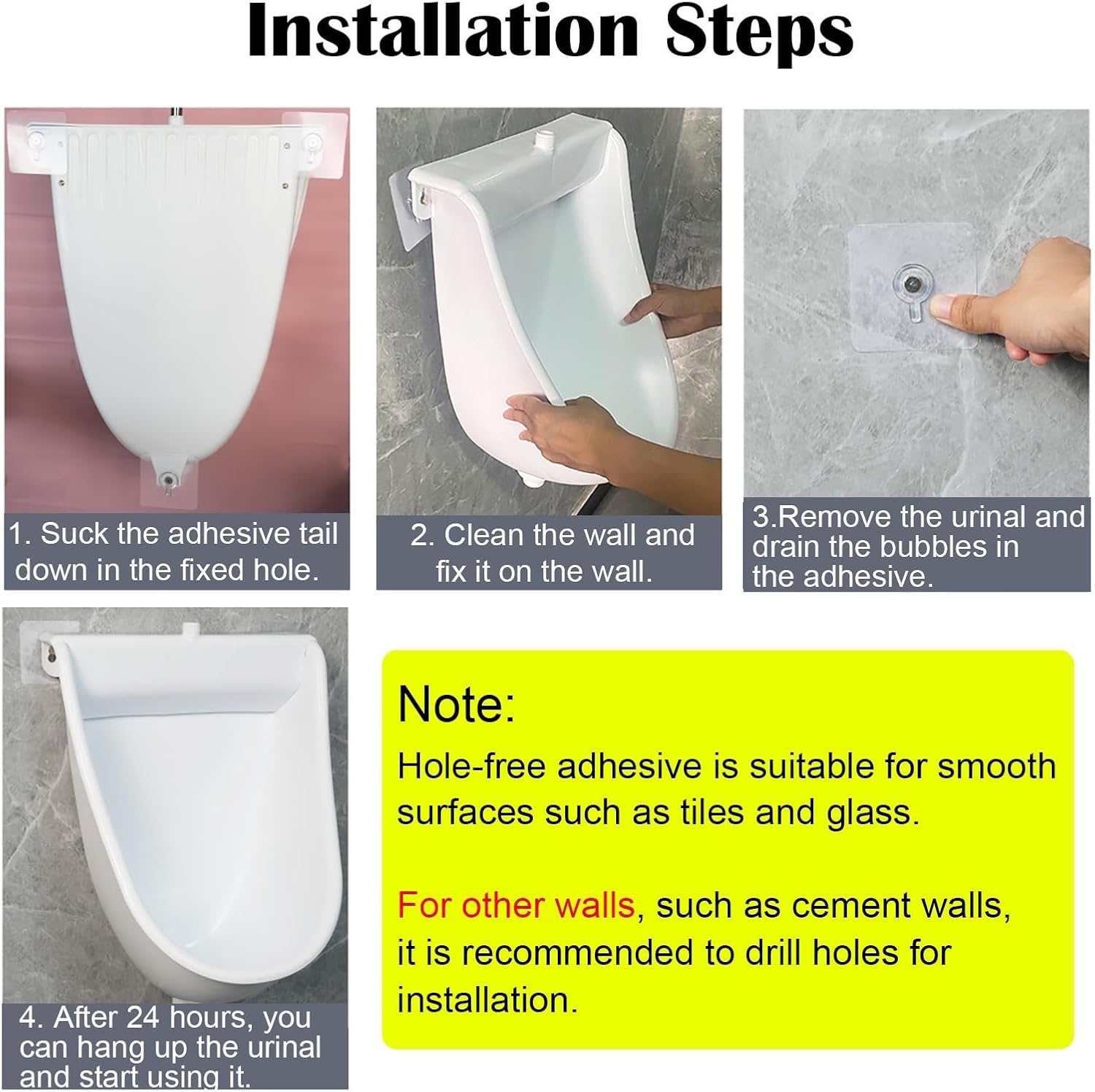 Wall Mounted Urinals for Men, Plastic Waterless Urinals with Mounting Accessories, Household/Commercial Urinal for Garage Schools Hospitals(White)