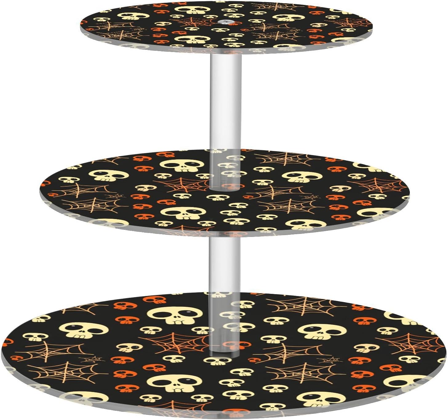 Spiderweb Skull Halloween 3 Tier Acrylic Cupcake Stand, Cupcake Stand for 34 Cupcakes for Weddings, Christmas,Holidays,Parties,Birthday,Printed Cupcake Tower 23301116