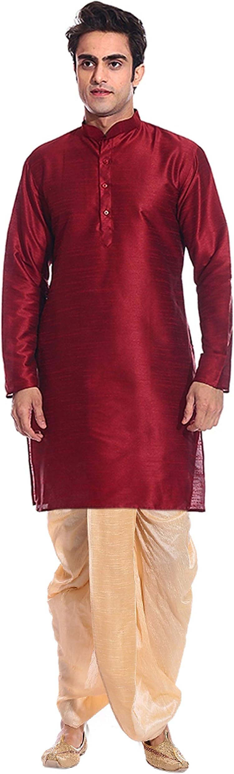 Men Dupion Silk Readymade Dhoti Kurta Set