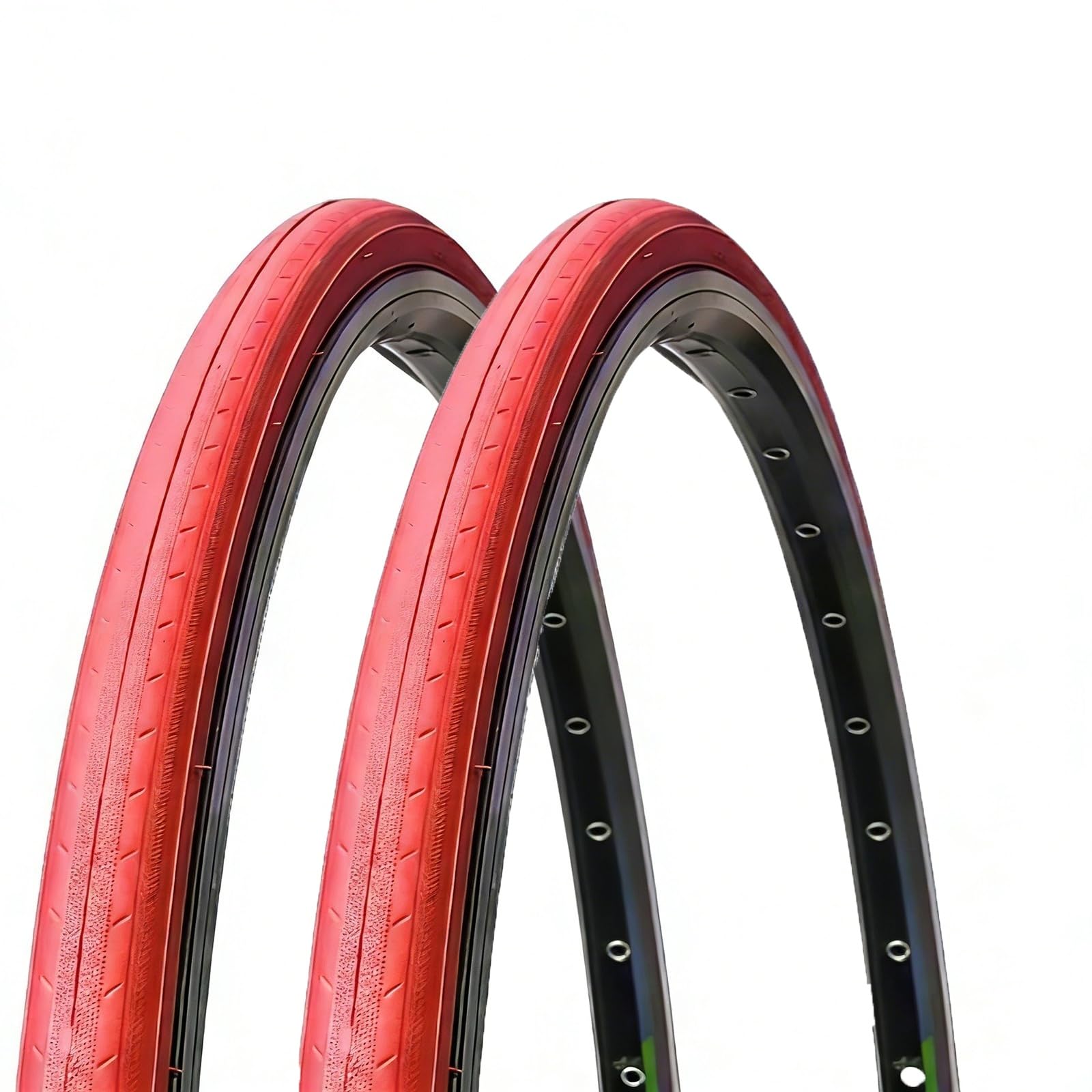 2PC 700x23C Vibrant Colored Bicycle Tires 8 Colors 700/23C Wear Resistant 700 23 C for Road City Bike(Red,Tire)