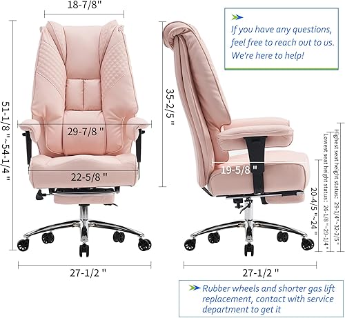Miniatura 2 de Silla de oficina grande y alta de 400 libras de ancho, silla de oficina ejecutiva de cuero con respaldo alto con reposapiés, sillas ergonómicas