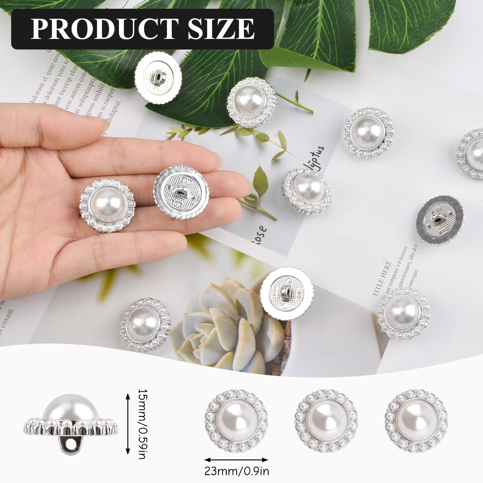 URROMA 30 Pcs Faux Pearl Buttons - Image 2
