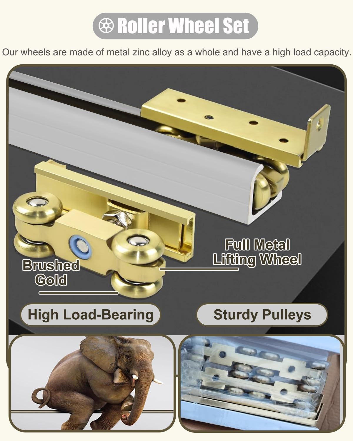 Kit de herrajes para puerta corredera para puertas de garaje de granero, plegables y techos con soporte de riel y ruedas