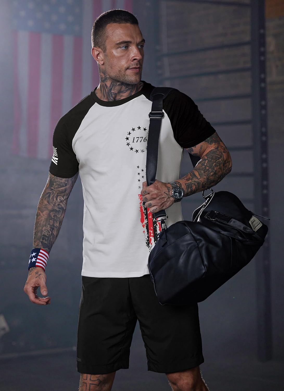 Mainfini Men America Flag Raglan Shirt Muscle Patriotic 4th of July Tee Shirts (S-3XL) - Image 7