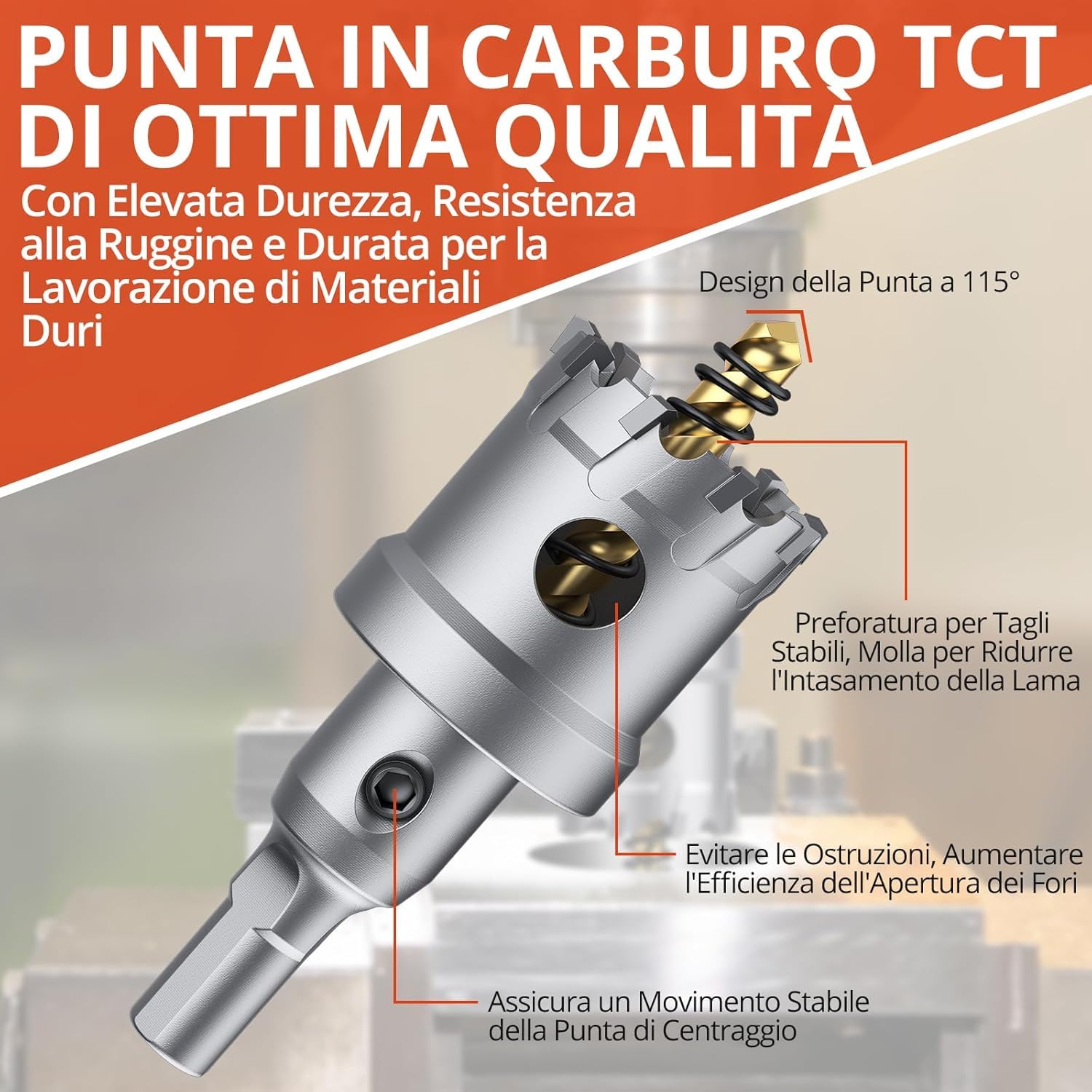 Kit 10 Frese a Tazza TCT 16-53mm Seghe a Tazza per Trapano Avvitatore con Punte di Centraggio Professionali per Metallo, Acciaio, Legno con Valigetta
