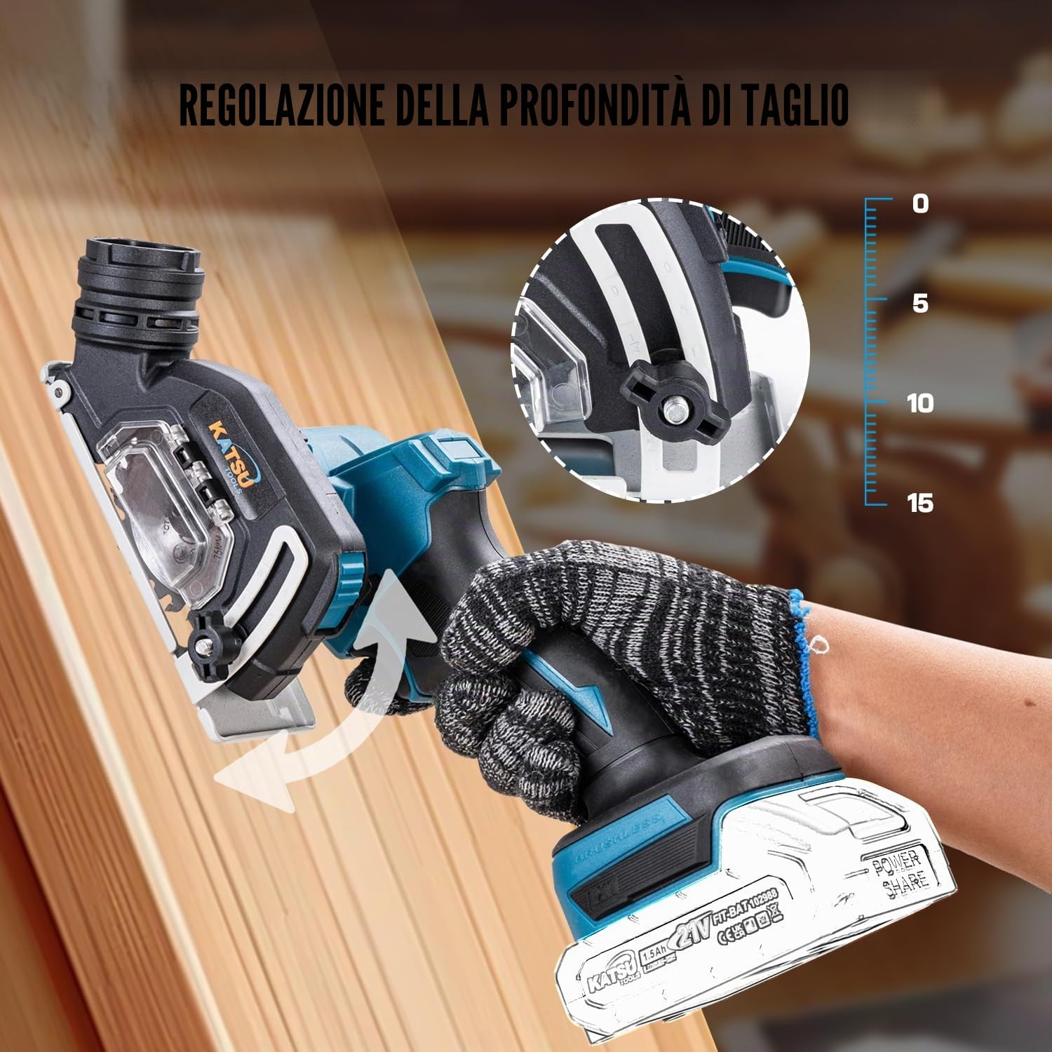 KATSU FIT-BAT Mini Smerigliatrice Angolare 3" Brushless a Batteria, Utensile da Taglio Compatto, 6 Lame Incluse, per Metallo, Legno, Piastrelle e Plastica, Senza Batteria e Caricatore