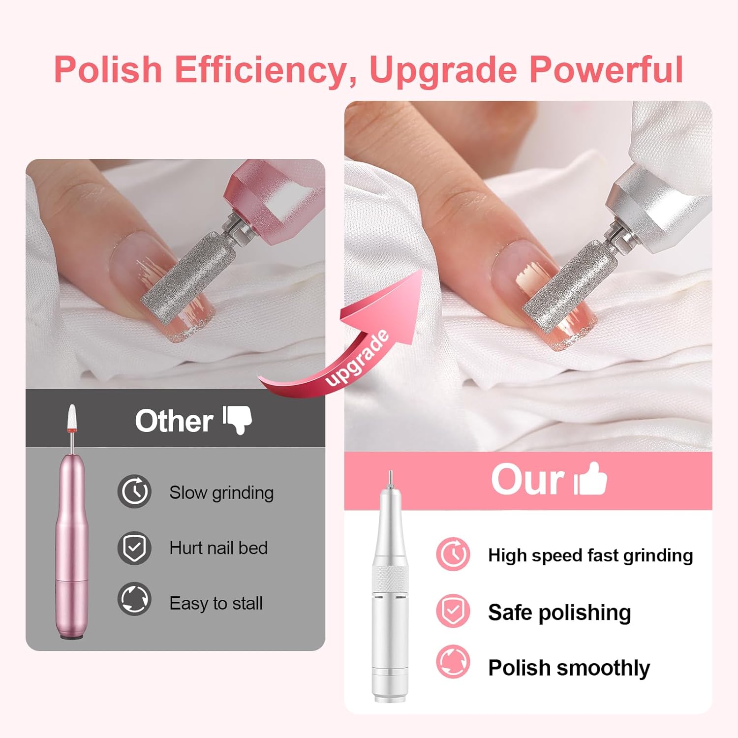 Electric 45000RPM Nail Drill Machine Rechargeable Portable Nail File Electric DIY Nail Drill Kit with Smart LCD Screen for Gel Nail Manicure and Pedicure Reflective Body etc (Blue)