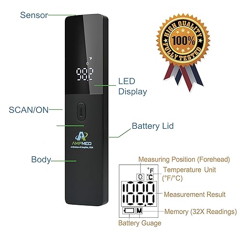 Miniatura 2 de Amplim W1 CA1 CA3 - Termómetro digital digital para frente sin contacto sin contacto para adultos y bebés