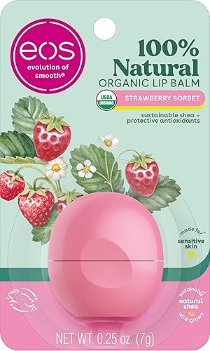eos 100% Natural & Organic Lip Balm- Strawberry Sorbet, All-Day