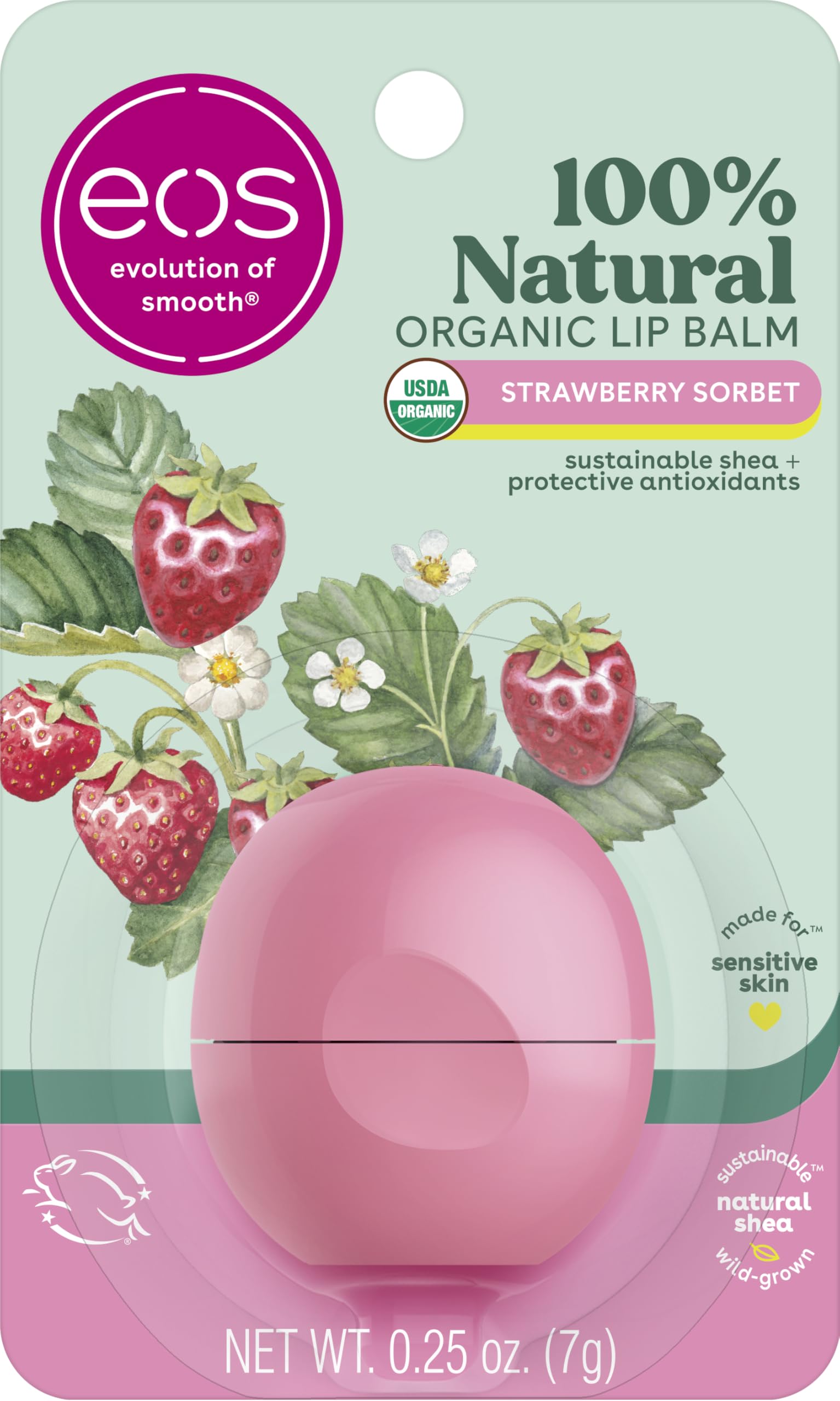 EOS Smooth Sphere Lip Balm, 0.25 Ounce, Strawberry Sorbet