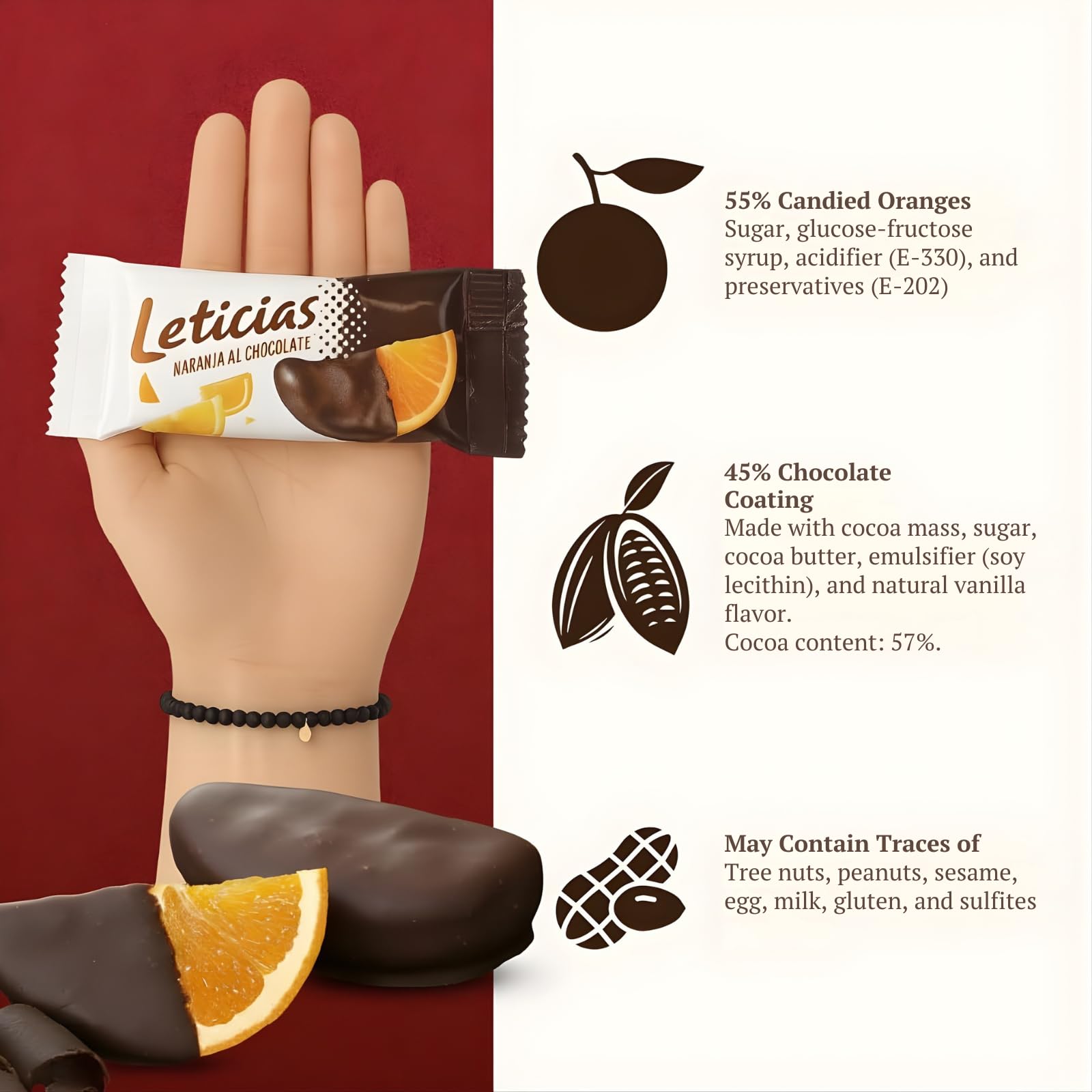 LAPASION - Gajos de naranja confitada con chocolate bolsa 1Kg (leticias).