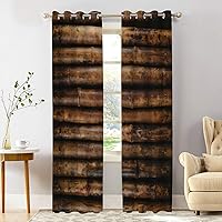 Vista 127 de Shrahala Cenefas de cocina de madera marrón con tablones vintage, panel de media ventana, tratamiento de ventana multicapa de poliéster opaco