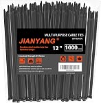 12 Dents Zip de pouce à double face (Bulk 1000 Boîte),70 LBS Résistance à la traction Câblodistribution lourd avec auto-portage réglables en nylon plus durables Bracelets pour l'intérieur extérieur