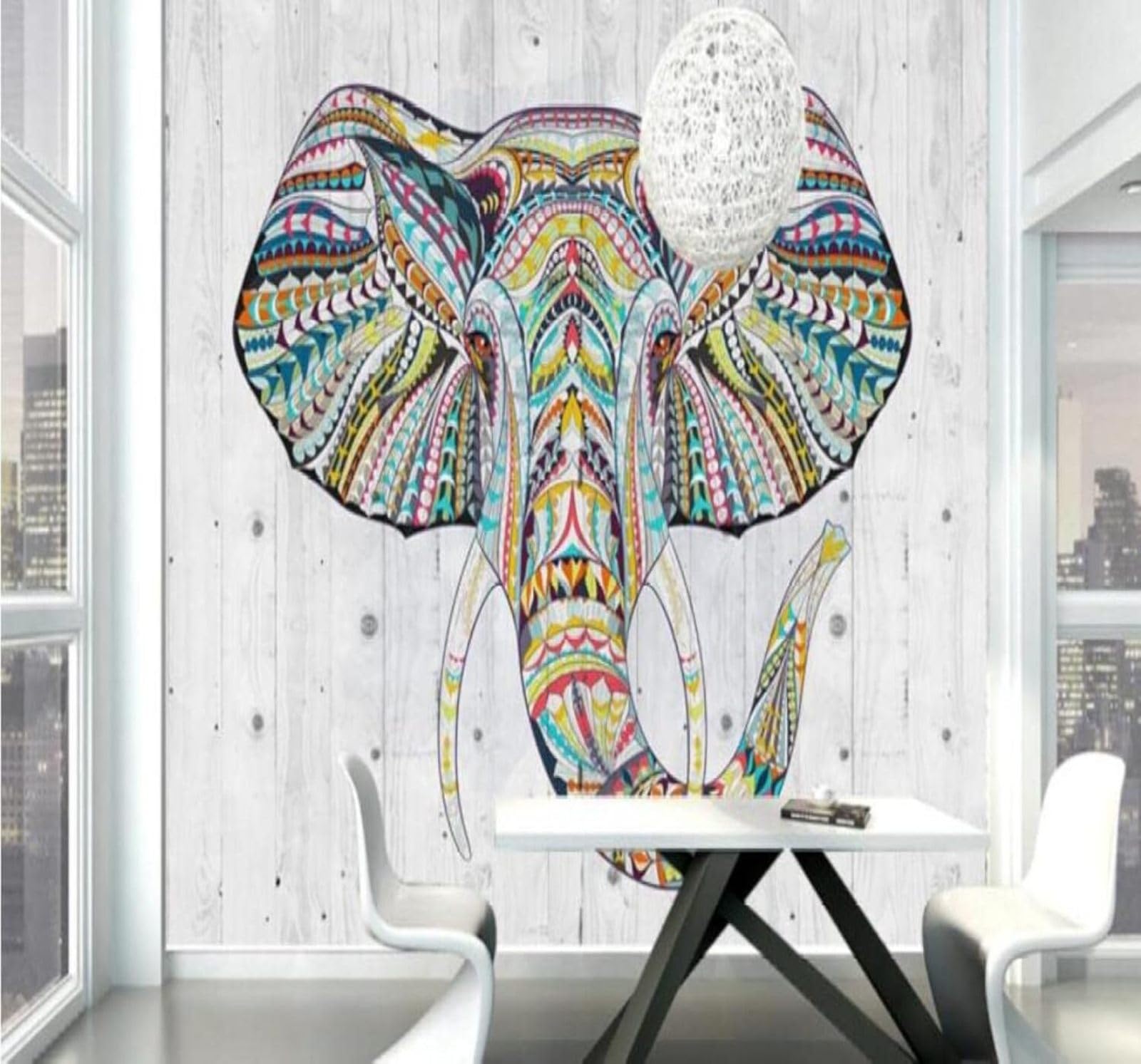 XLMING Hand Painted Creative Colourful Elephant Personalised 3D Wallpaper Luxury Home Dining Decor Paste Sofa Living Room The Wall for Bedroom Mural-400cm×280cm