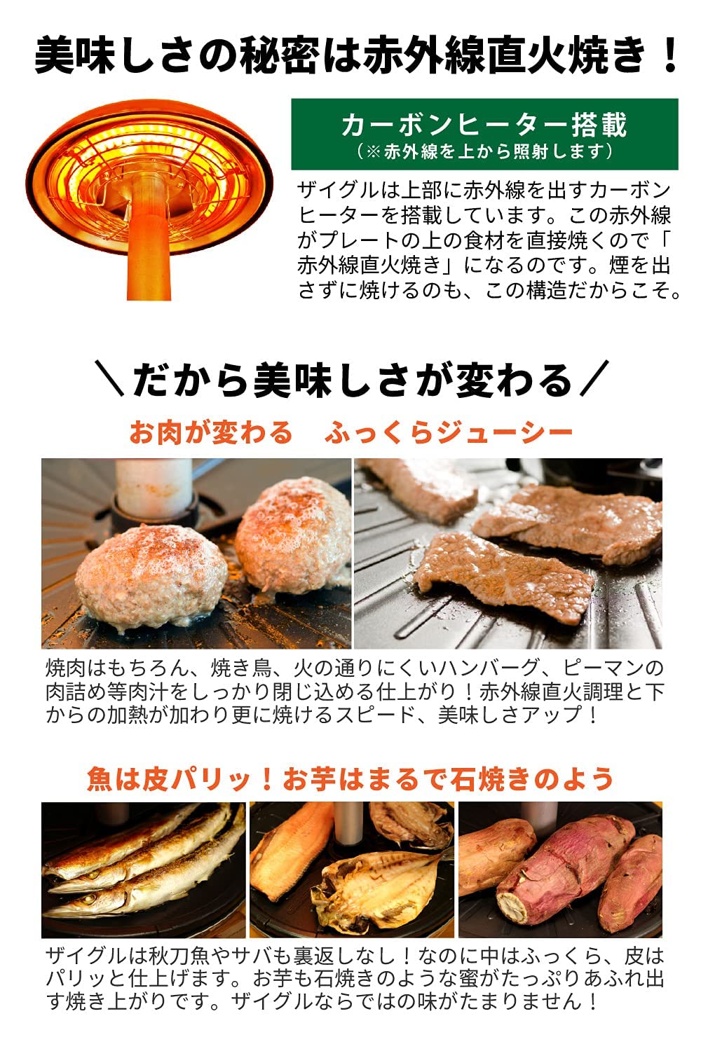 Amazon | ザイグル シリーズ史上最も煙の出ない無煙ロースター