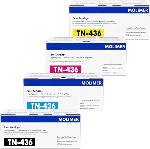 TN436 Juego de cartuchos de tóner de alto rendimiento (4PK, 1BK/1C/1M/1Y): TN-436 TN436 Reemplazo del cartucho de tóner para impresora Brother TN436