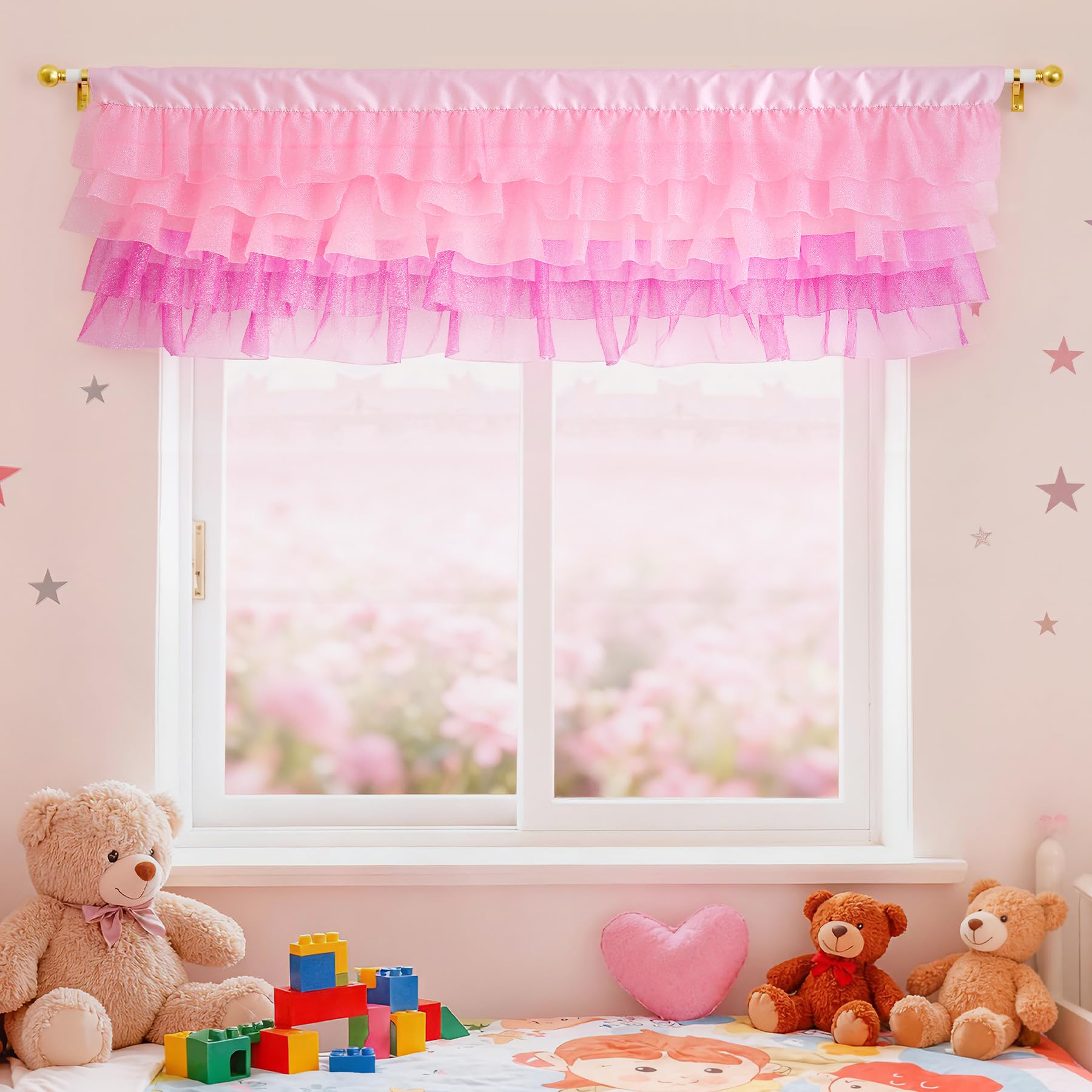 Amazon.com: Besutolife Valance Curtains Pink Tulle Valance for