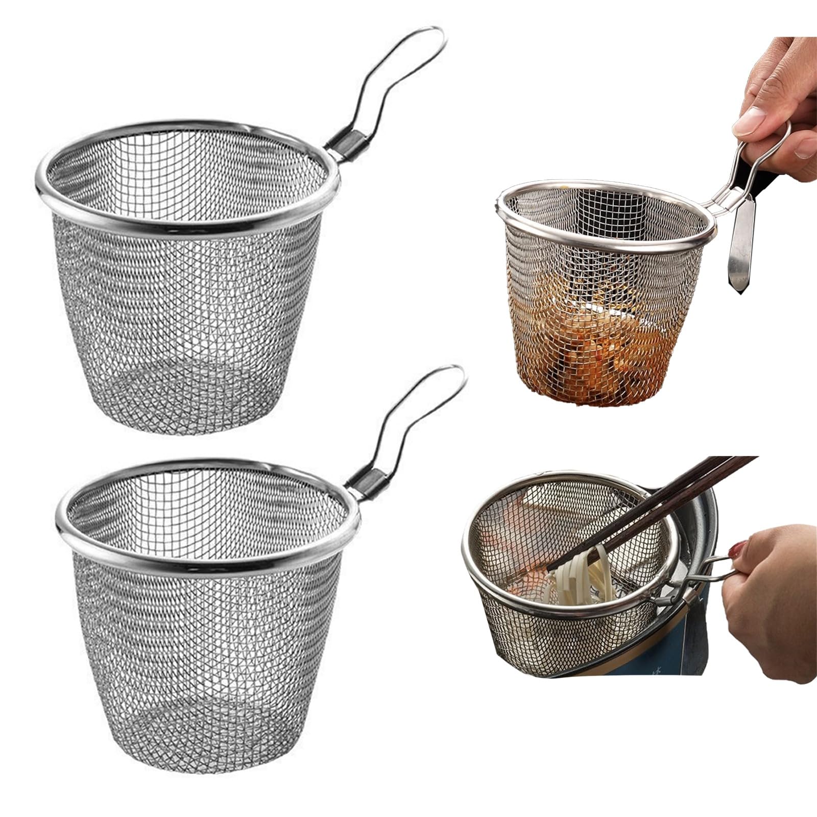 CESTELLO FRITTURA ACCIAIO Inox In Acciaio Inox Papà Cestino Pasta Mesh