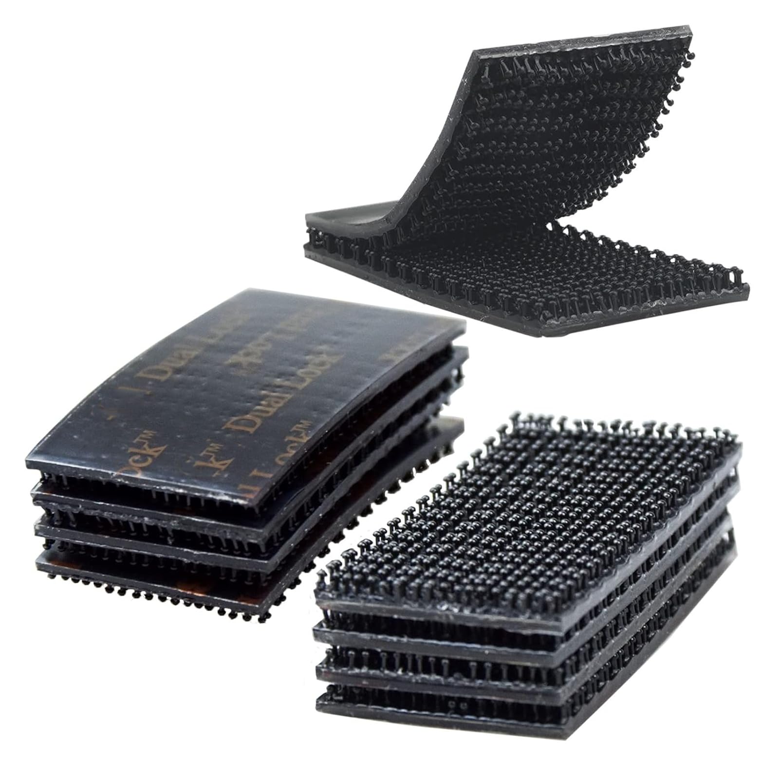 Dual Lock Fastener 1in x 2in 8pcs Reclosable Interlocking Tape Heavy Duty, EZ Pass Holder Adhesive Hook Lock Sticky Back Mushroom Mounting Tape Black Color for Indoor and Outdoor