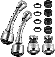 4 Pieces Faucet Extension, Flexible Faucet Nozzle, 360 Degree Swivel Faucet Extension, Adjustable Faucet Aerator, Faucet Hose for Kitchen Sink