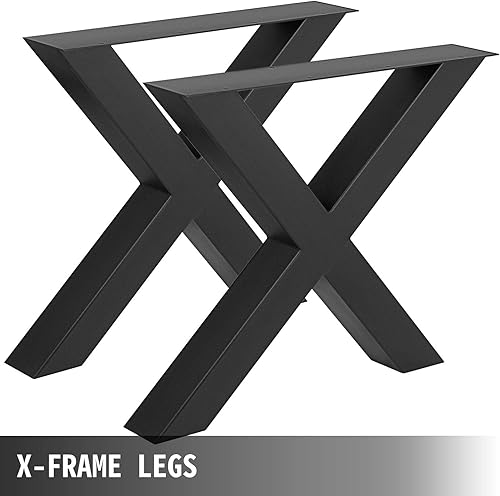 Miniatura 4 de VEVOR Juego de 2 patas de acero para mesa, patas para mesa de comedor, resistentes, perfil cuadrado de 3.1pulgadas, patas para mesa estilo campirano