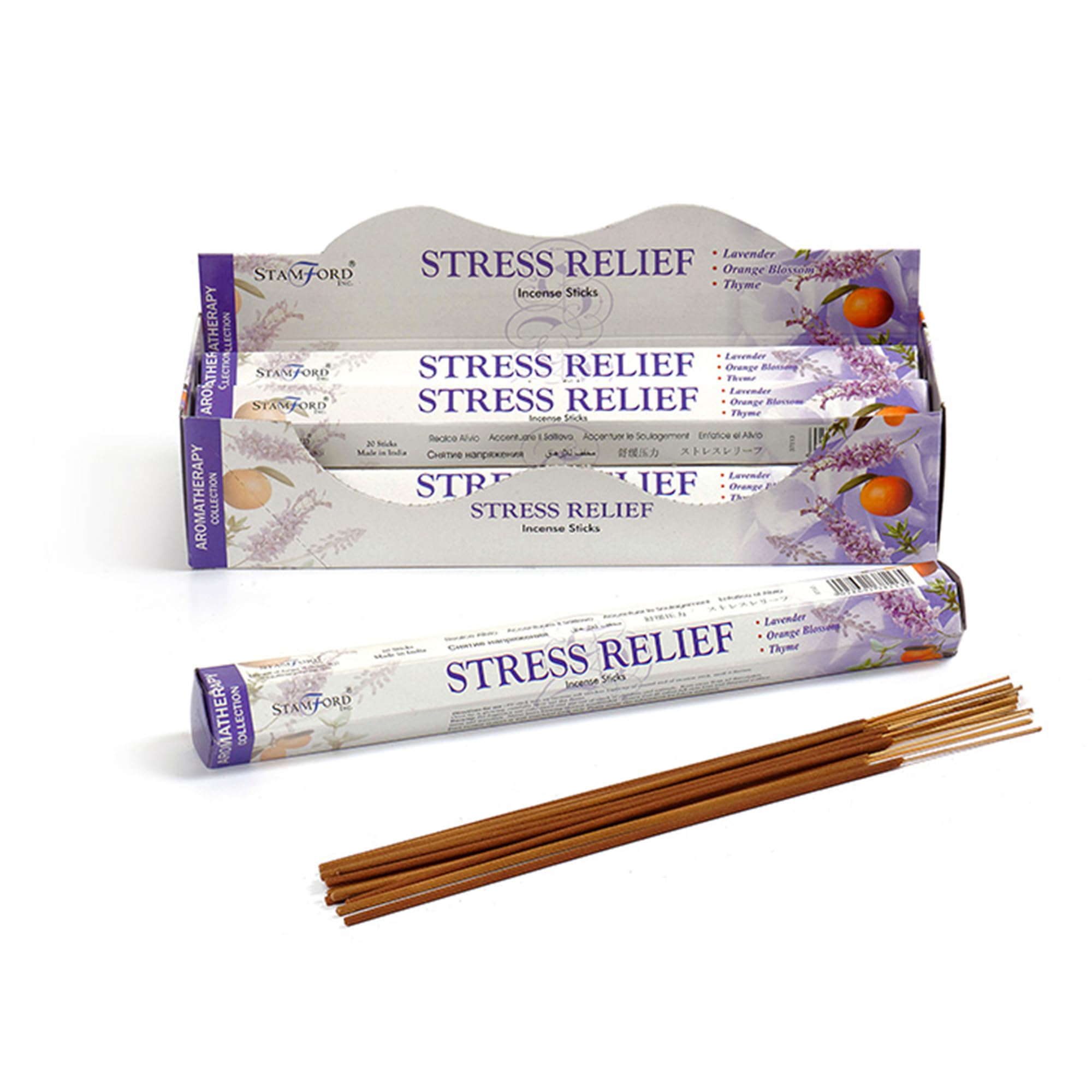 Stamford Premium Incense Sticks 20 Sticks x 6 Packs, Scented Sticks for Meditation & Relaxation, Lavender, Sandalwood, Vanilla, Long-Lasting Fragrance (Stress Relief)