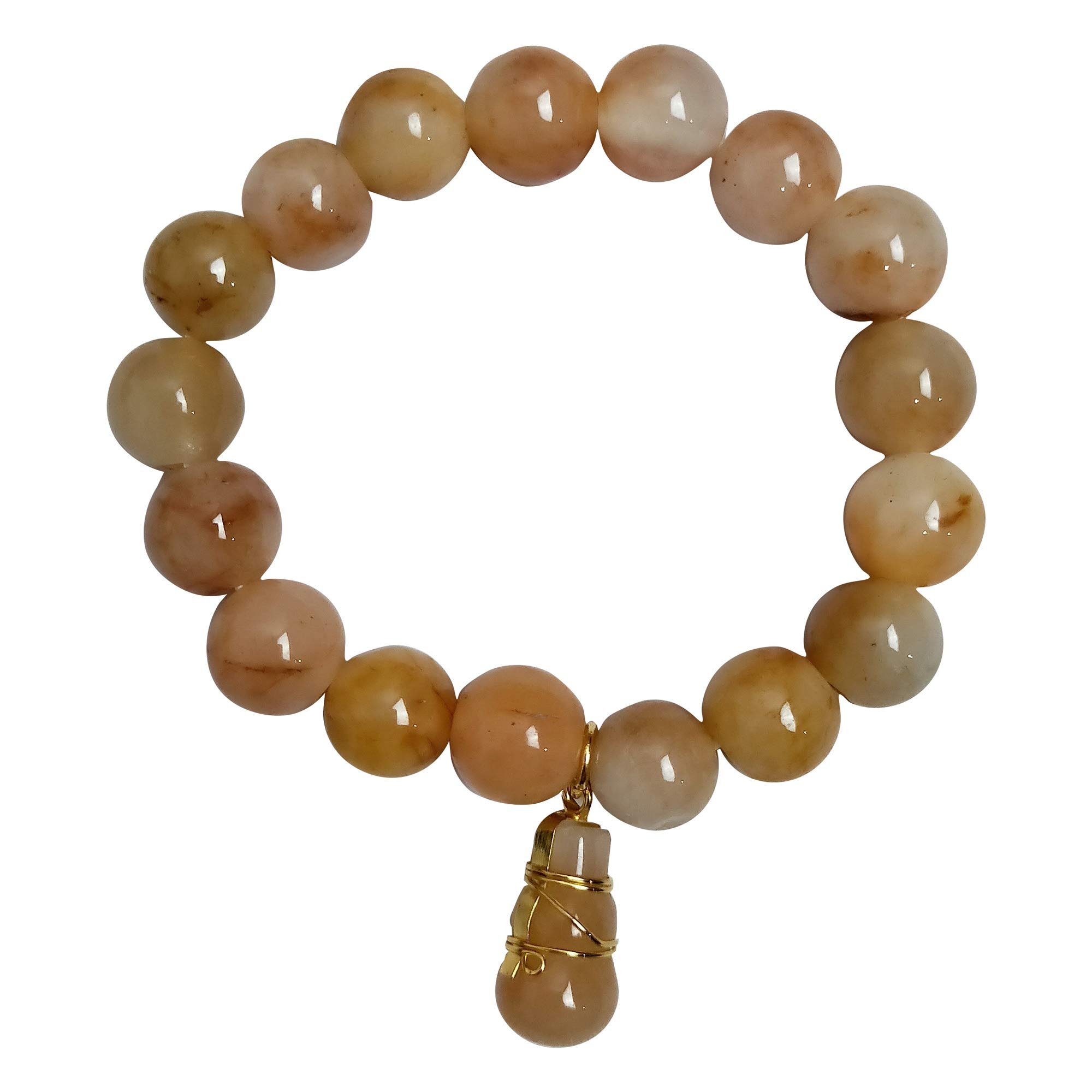 Heavens Tvcz Natural Stone Bracelet Beads Bangle Orange Honey Mix White for Women Men Charms Stretch with Gourds Pendant Lucky Prosperity Energy Luck Success Attract money wealth