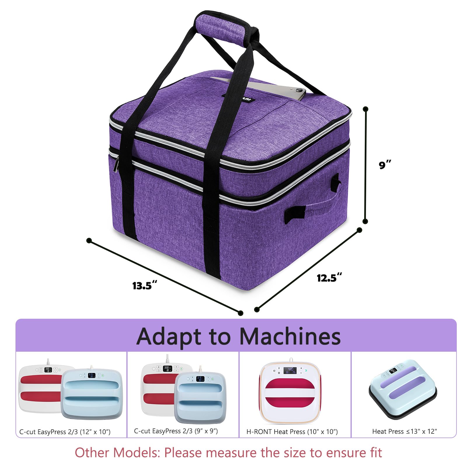 MYBAGZING Tragetasche für Cricut EasyPress 2, 30,5 x 25,4 cm und 22,9 x 22,9 cm, Htvron-Heißpresse, Cricut Heißpresse, 3 Taschen für Cricut Zubehör, Heißpresse