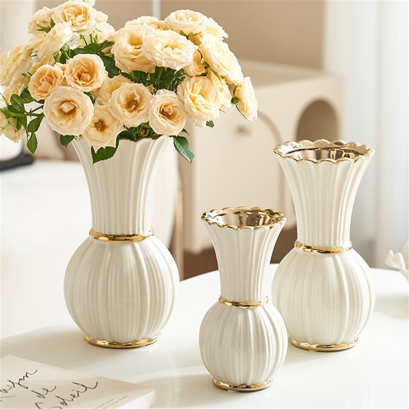 Decorativo Decorazione floreale con composizione in vaso in ceramica minimamente moderna(Grande)
