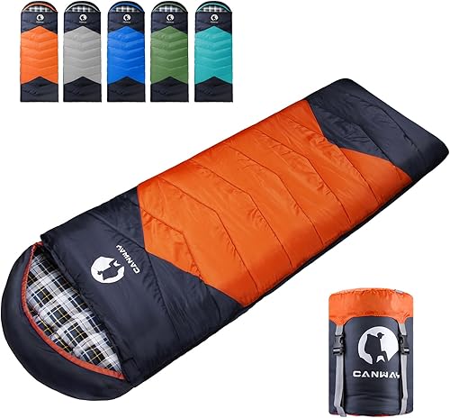 Vista 7 de CANWAY Saco de dormir de franela para adultos, niños, niñas, niños, camping, mochilero, saco de dormir para clima frío y cálido con saco de Grey