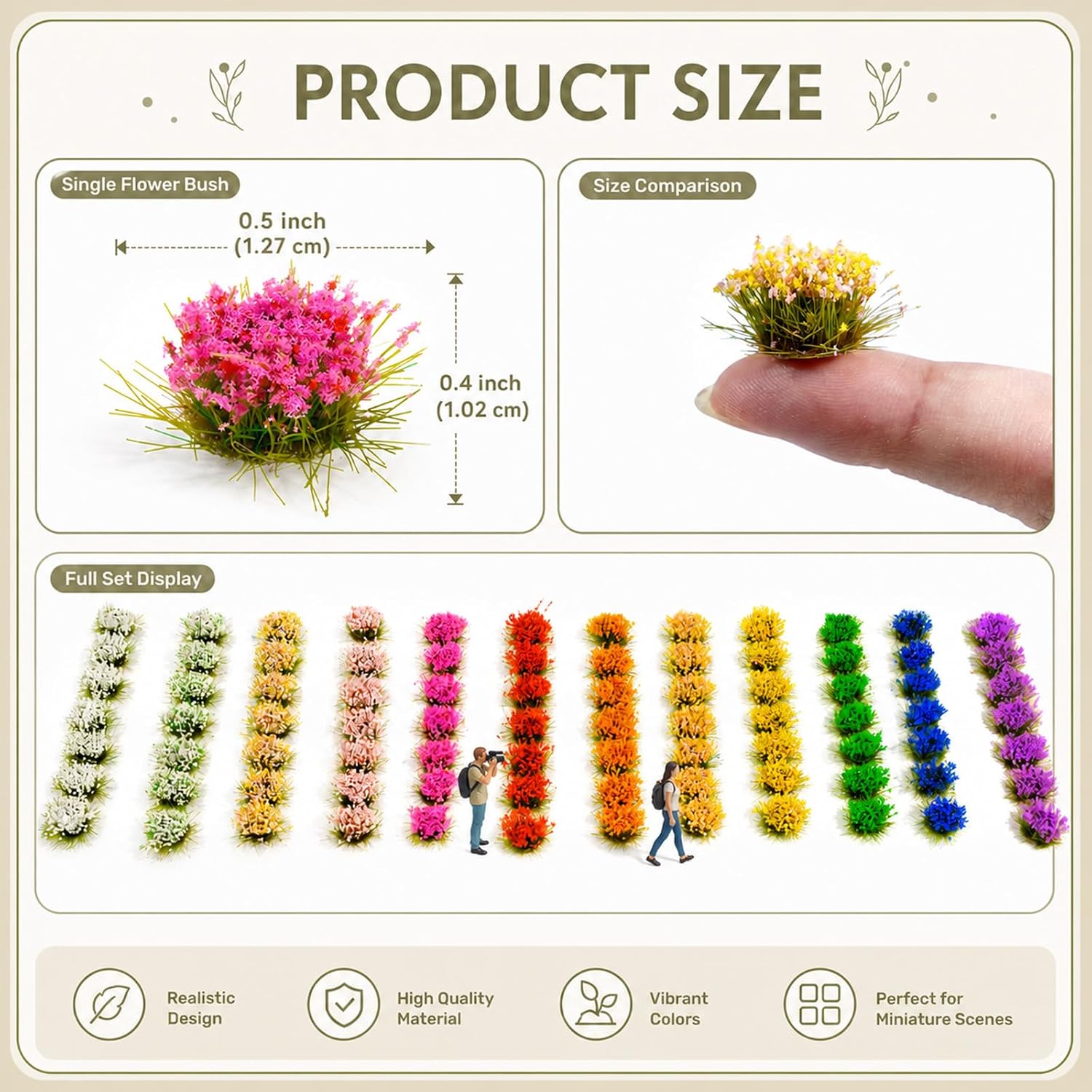 Warmtree 84 Pcs Battlefield Miniature Flowers,12 Colors Static Grass