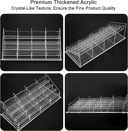 Miniatura 5 de BTSKY Tarjetero de acrílico transparente para escritorio, 4 niveles y 16 bolsillos, organizador de tarjetas de visita de acrílico de alta calidad,