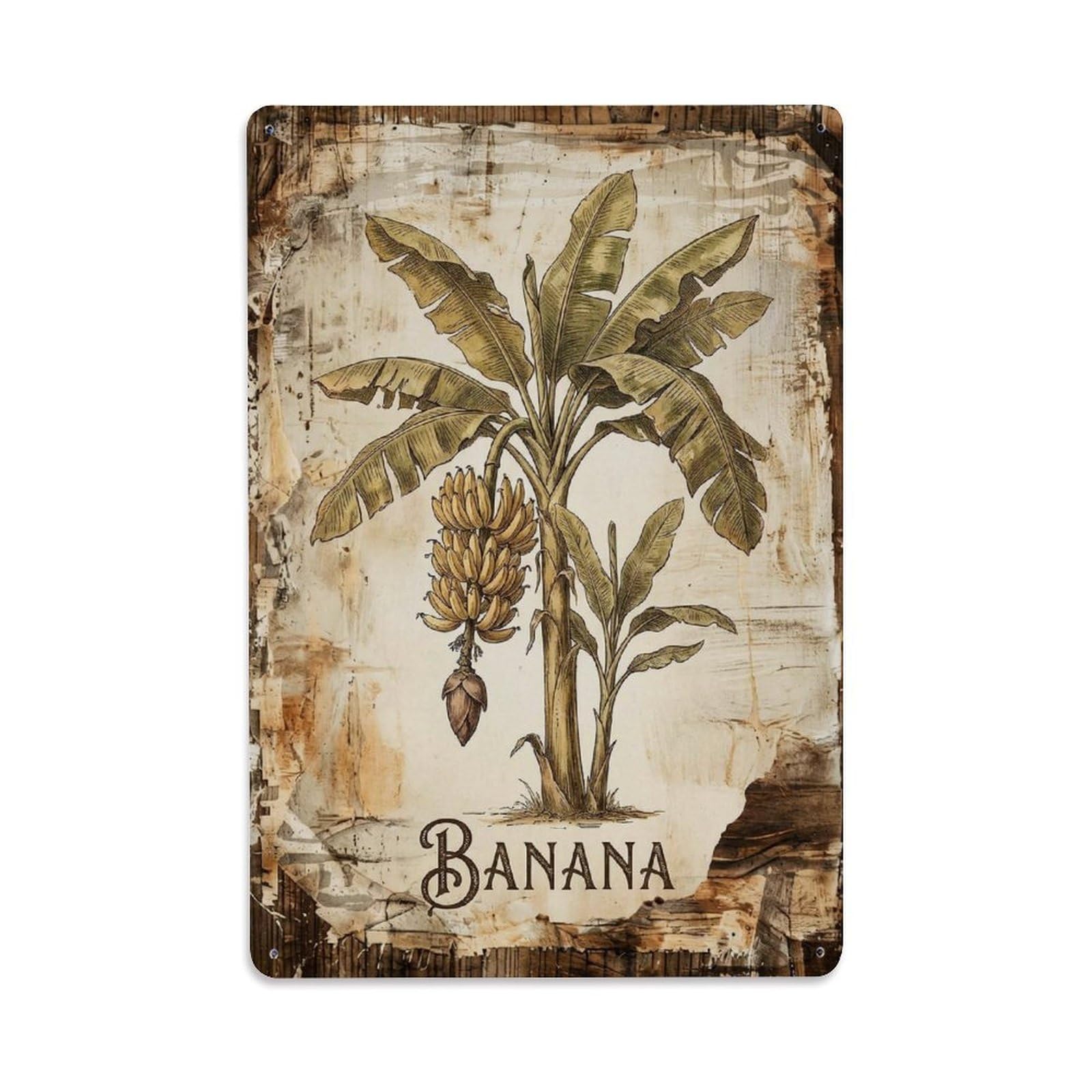Banana Tropical Plant 2 Vintage Metal Tin Sign Plaque Wall Decor for Cafe, Club, Garden Metal Poster 8x12Inch