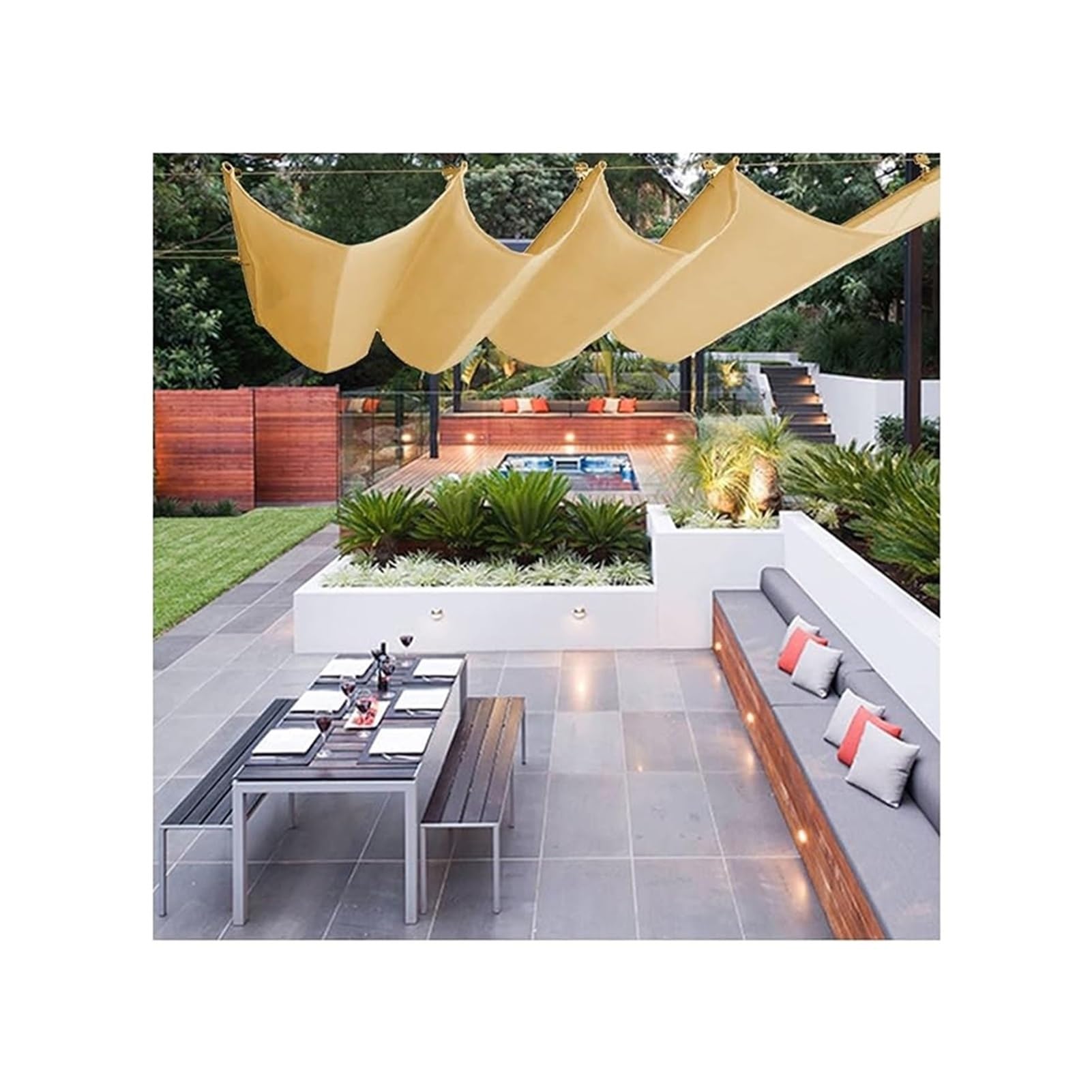 Auvent rétractable à vagues pour pergola et moments détente sur la terrasse