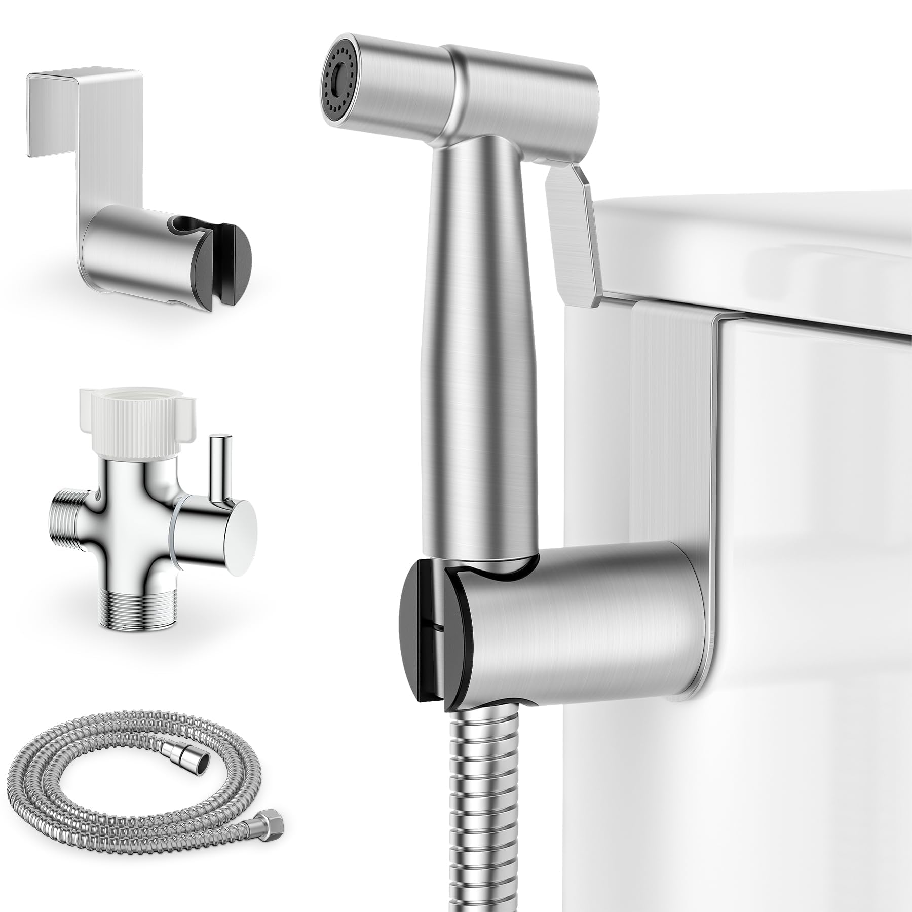 Handheld Bidet Sprayer for Toilet Stainless Steel Jet Spray Kit Adjustable Pressure Leak-Proof Jet Spray Feminine Wash Muslim