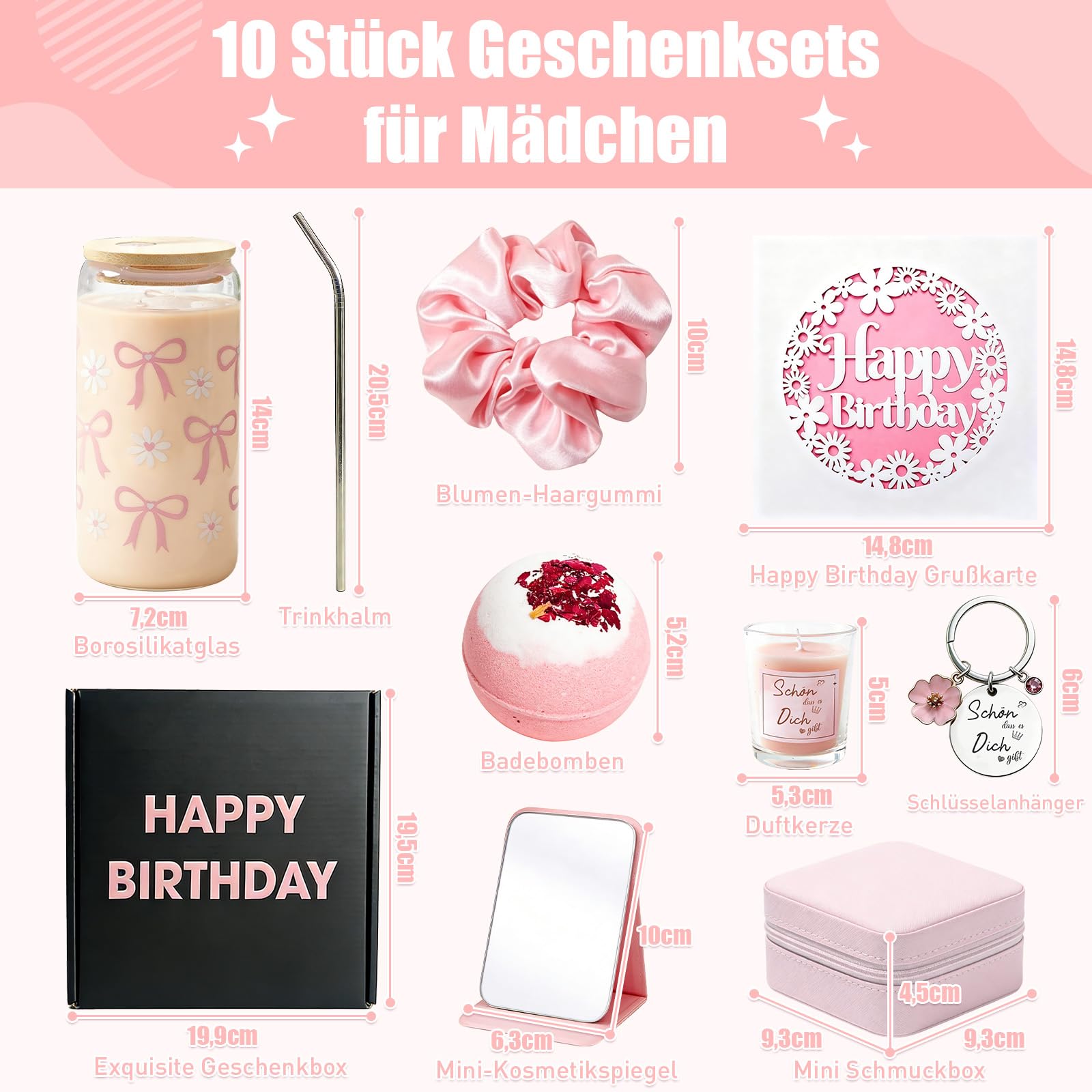 Geburtstagsgeschenk für Frauen Mädchen - Schönes Geschenkset Mädchen mit Geburtstagskerzen, Personalisierte Geschenke für Beste Freundin, Schwester, Teenager – Geschenkidee Frauen