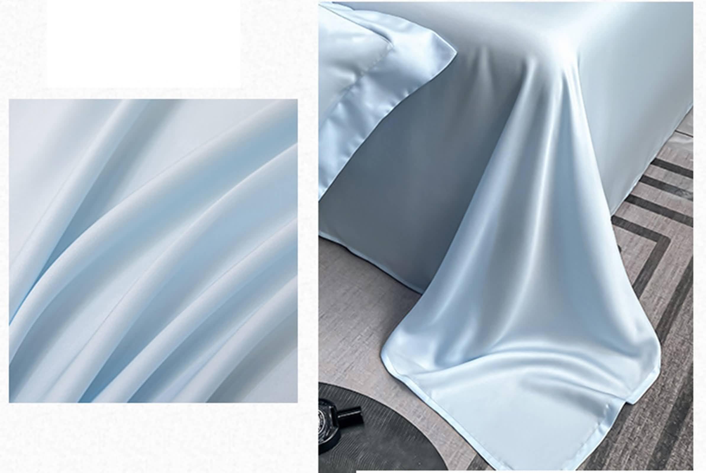 KnSam Bettlaken Hellblau Waschbar, Einfarbig Laken Bodenlaken Lyocellfasern, Textilien Tagesdecke Tagesdecken für Boxspringbett, 245x245cm