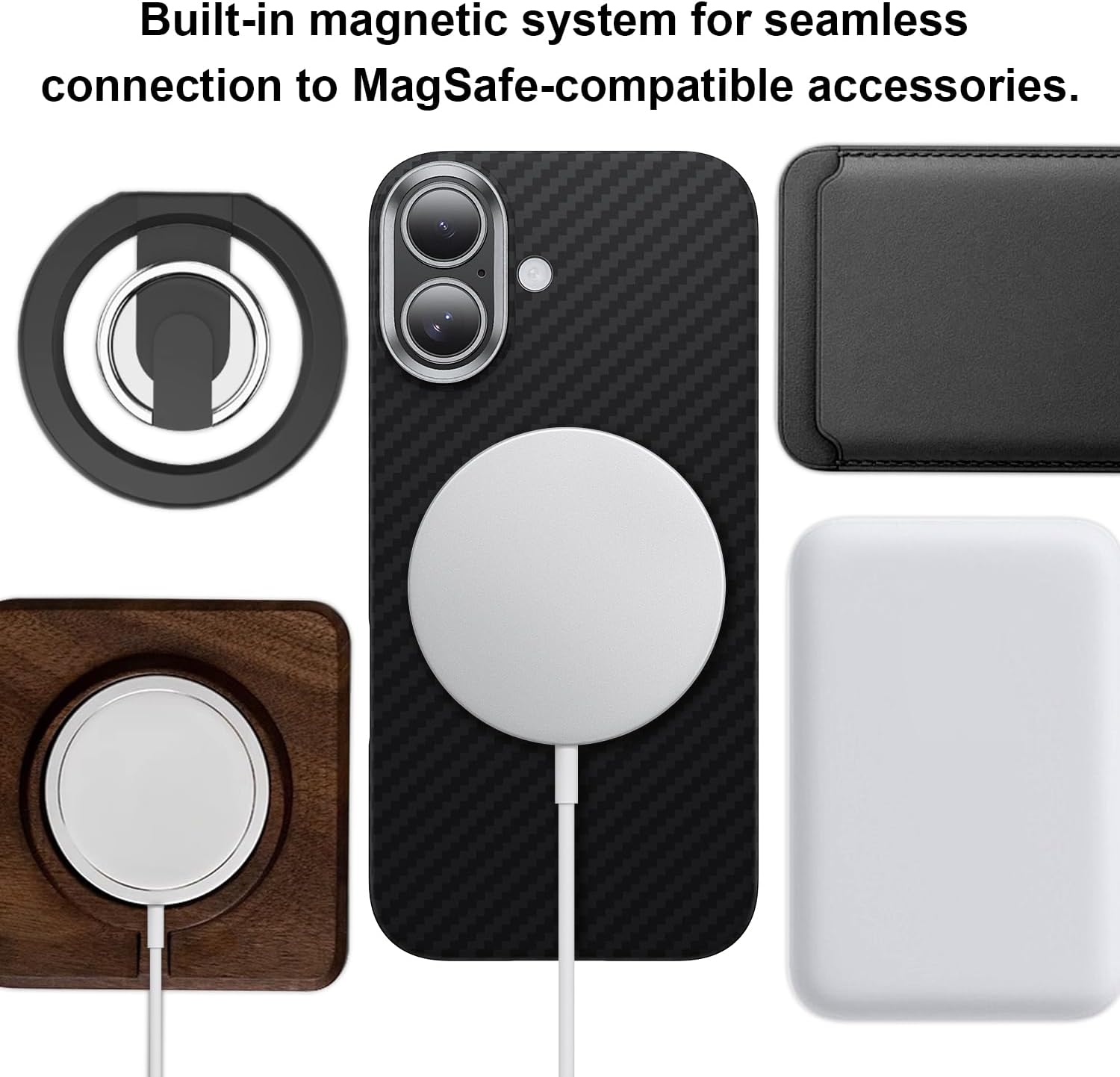 Aramid Fiber for iPhone 17 Case Black/Grey(Twill), Compatible with MagSafe,Slim & Light, Case-Less Touch Feeling - Image 3